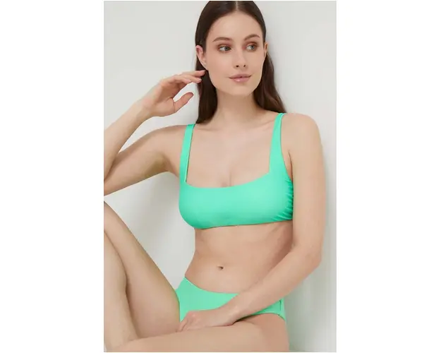 4F sutien de baie culoarea verde, cupa usor rigidizata