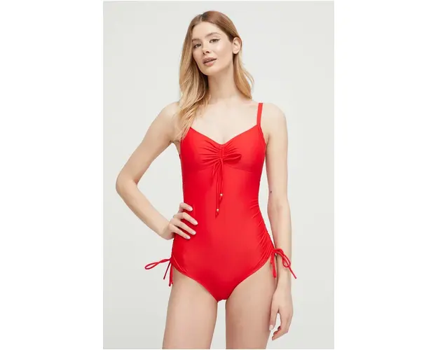 Aqua Speed costum de baie dintr-o bucata Alexa culoarea rosu, cupa usor rigidizata