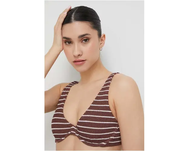 Abercrombie & Fitch sutien de baie culoarea maro, cupa moale