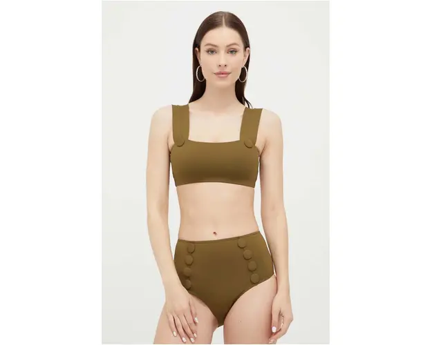 MAIO Paris costum de baie din doua piese culoarea verde, cupa moale