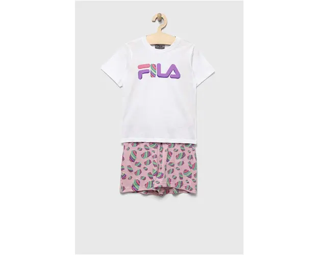 Fila pijamale de bumbac pentru copii culoarea alb, modelator