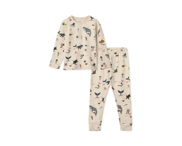 Liewood pijamale de bumbac pentru copii culoarea bej, modelator