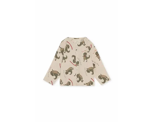 Konges Sløjd camasa de pijama copii culoarea bej, neted