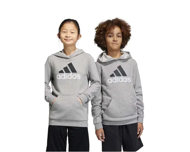 Adidas bluza copii culoarea gri, cu gluga, cu imprimeu