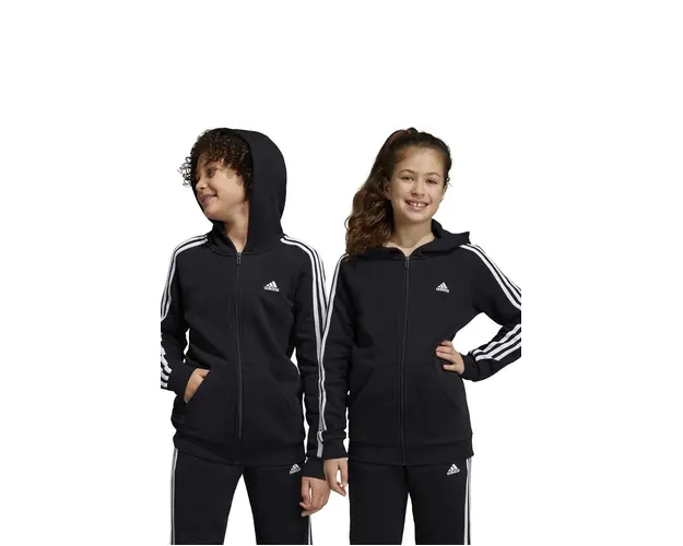adidas bluza copii U 3S FL FZ culoarea negru, cu gluga, cu imprimeu