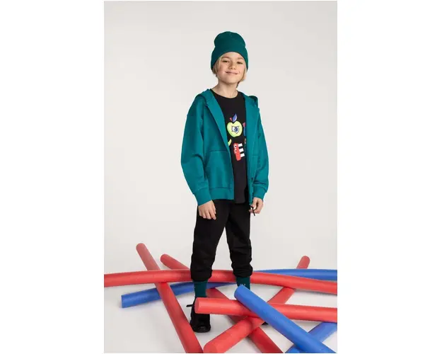 Coccodrillo hanorac de bumbac pentru copii culoarea verde, cu gluga, cu imprimeu