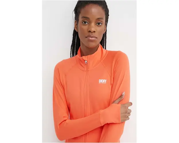 Dkny bluza femei, culoarea portocaliu, cu imprimeu