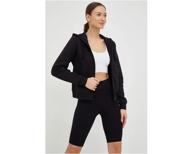 Adidas bluza femei, culoarea negru, cu gluga, neted