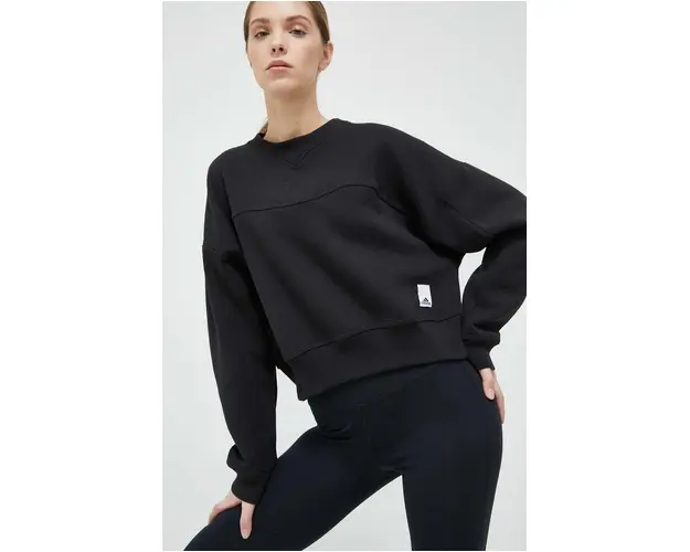 adidas bluza femei, culoarea negru, neted