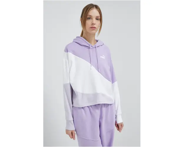 Puma bluza femei, culoarea violet, cu gluga, modelator