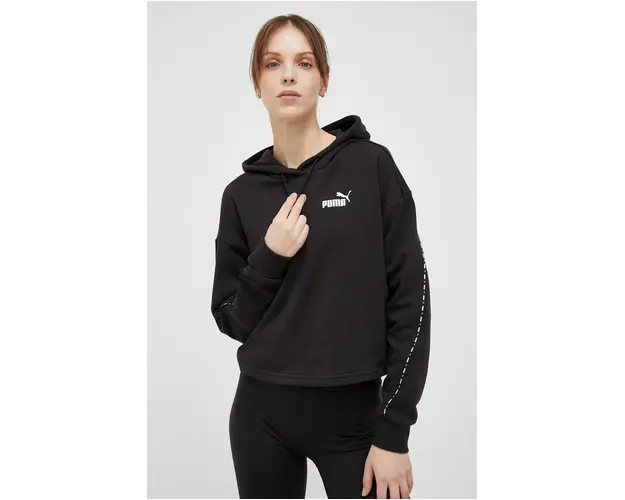 Puma bluza trening culoarea negru, cu gluga, cu imprimeu