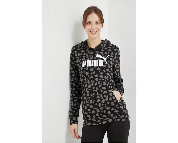Puma bluza trening culoarea negru, cu gluga, modelator