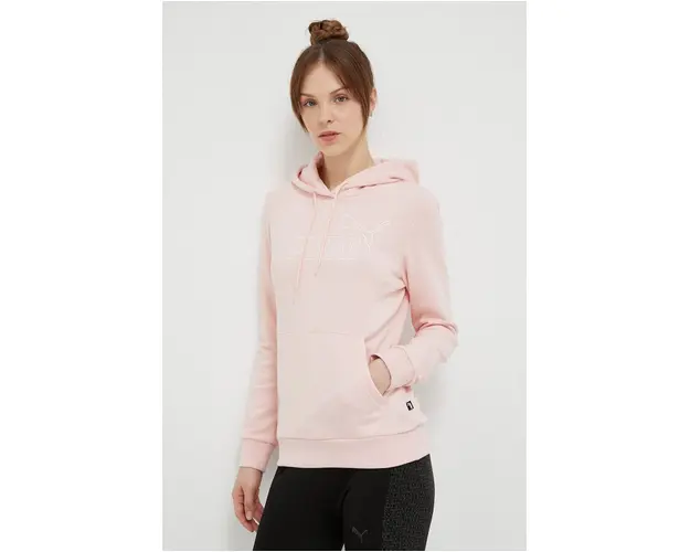 Puma bluza trening culoarea roz, cu gluga, cu imprimeu