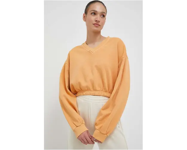 Reebok Classic hanorac de bumbac femei, culoarea portocaliu, neted