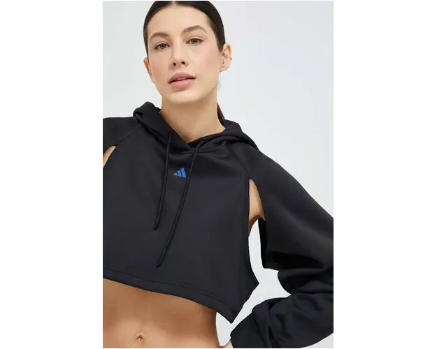 adidas Performance hanorac de antrenament culoarea negru, cu gluga, neted