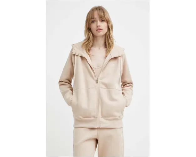 G-Star Raw bluza femei, culoarea bej, cu gluga, neted