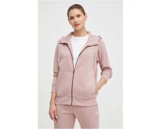 G-Star Raw bluza femei, culoarea roz, cu gluga, neted