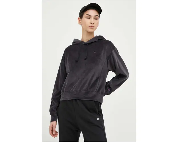 Champion bluza femei, culoarea negru, cu gluga, neted