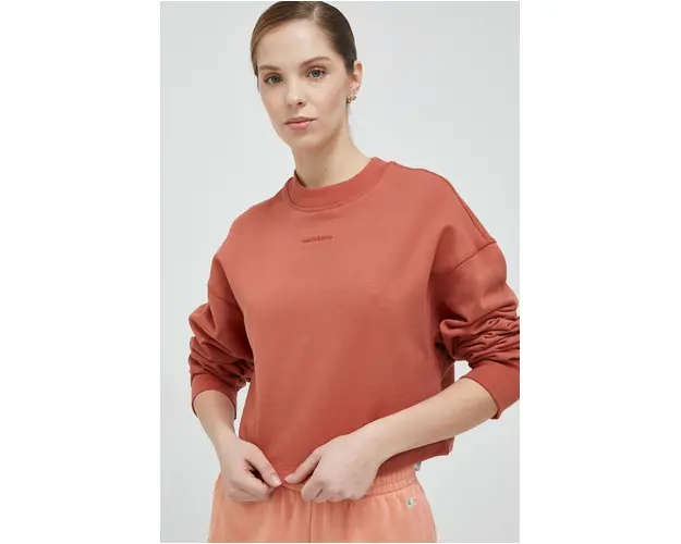 New Balance hanorac de bumbac femei, culoarea rosu, neted