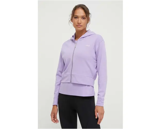 Dkny bluza femei, culoarea violet, cu gluga, neted