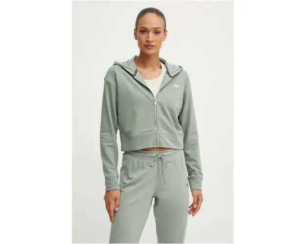 Dkny bluza femei, culoarea bej, cu gluga, neted, DP3J9279