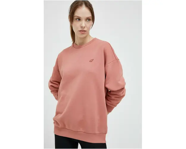 4F bluza femei, culoarea maro, neted