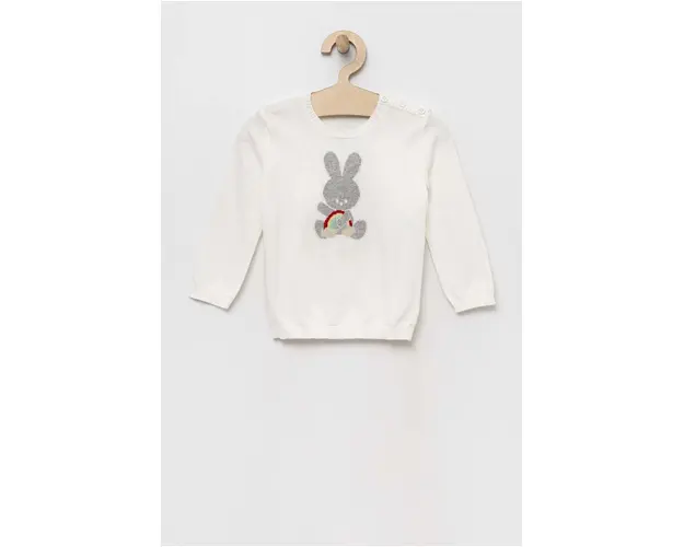 United Colors of Benetton pulover din bumbac pentru bebelusi culoarea alb