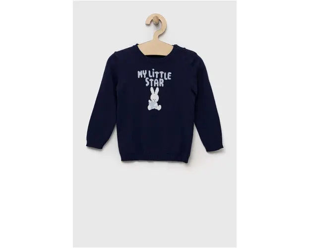 United Colors of Benetton pulover din bumbac pentru bebelusi culoarea albastru marin
