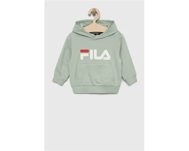 Fila bluza copii culoarea verde, cu gluga, cu imprimeu