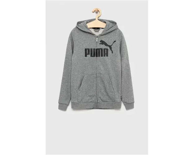 Puma bluza copii ESS Big Logo FZ Hoodie TR B culoarea gri, cu gluga, modelator
