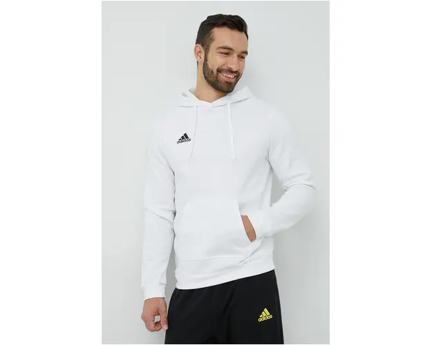 adidas Performance bluza barbati, culoarea alb, cu gluga, uni HG6302