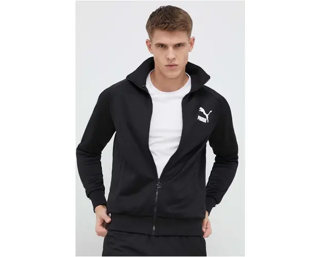 Puma bluza Iconic T7 barbati, culoarea negru, uni 530094