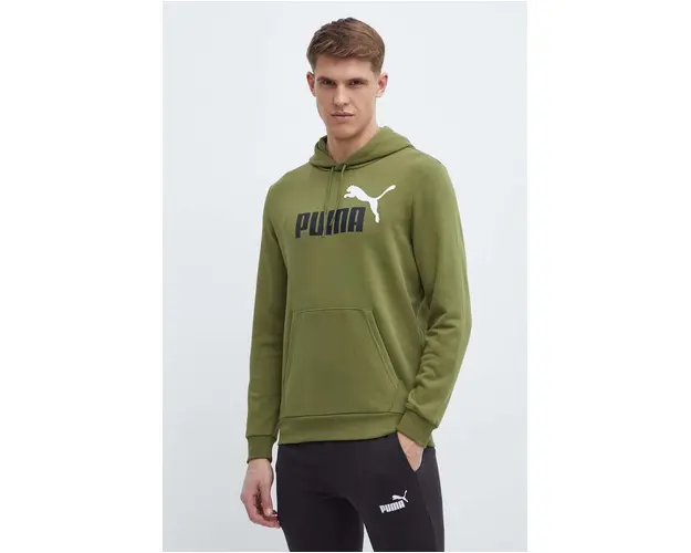 Puma bluza barbati, culoarea verde, cu gluga, imprimeu 586765