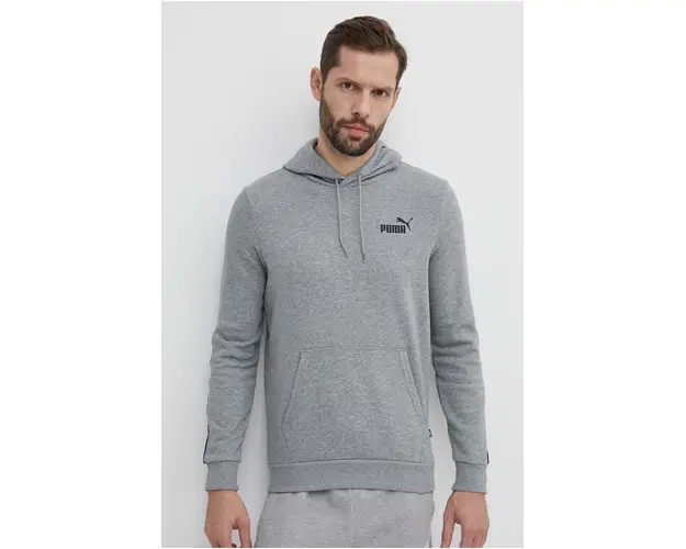 Puma bluza barbati, culoarea gri, cu gluga, imprimeu 847385