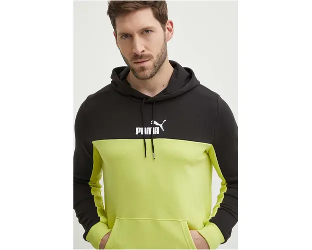 Puma bluza barbati, culoarea verde, cu gluga, imprimeu 847428