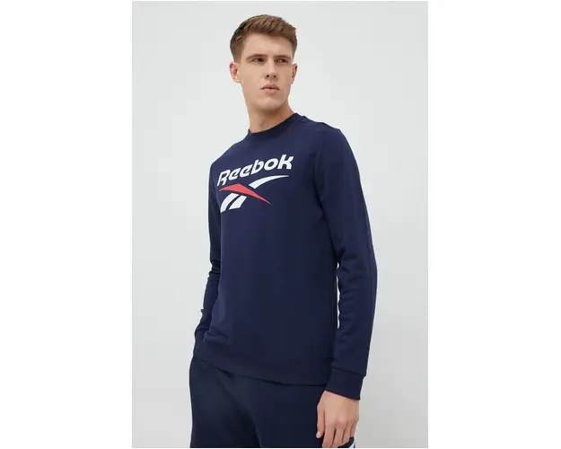 Reebok bluza barbati, culoarea albastru marin, cu imprimeu