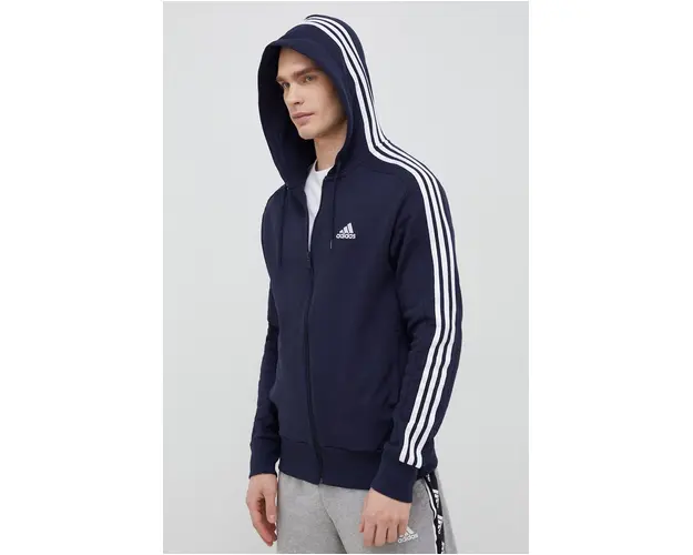 adidas hanorac de bumbac barbati, culoarea bleumarin, cu gluga, cu imprimeu IC0434