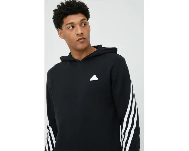 Adidas bluza barbati, culoarea negru, cu gluga, cu imprimeu