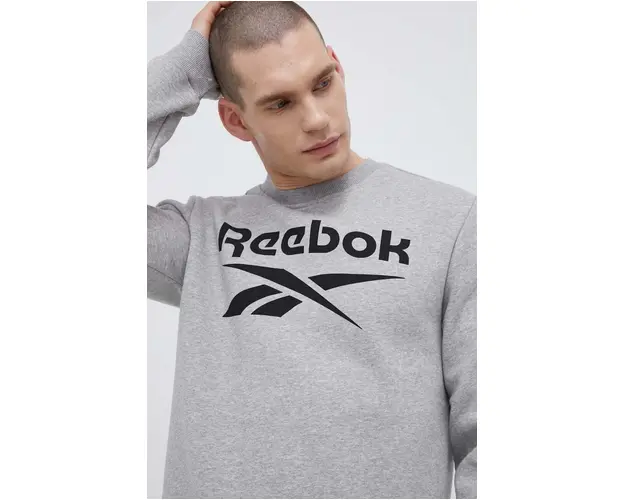 Reebok bluza barbati, culoarea gri, cu imprimeu