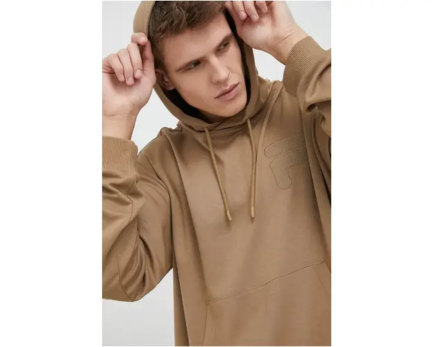 Fila bluza barbati, culoarea maro, cu gluga, neted