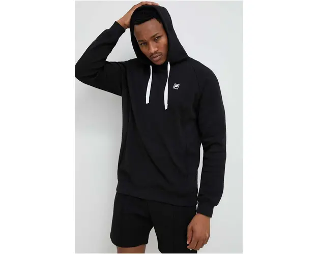 Fila bluza barbati, culoarea negru, cu gluga, neted