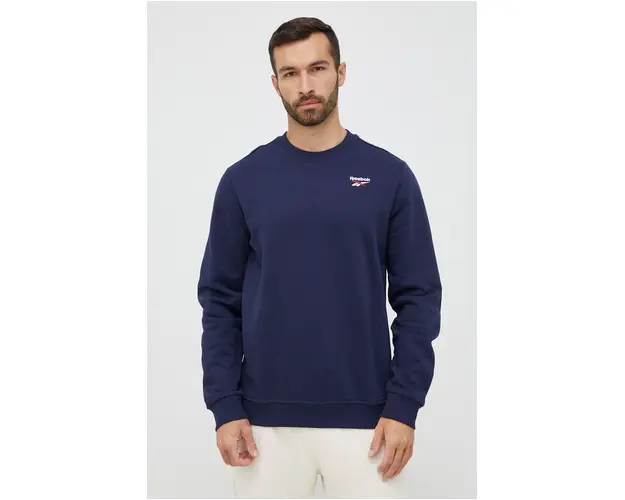 Reebok bluza barbati, culoarea albastru marin, cu imprimeu