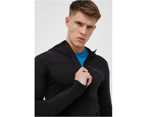 Marmot hanorac Preon culoarea negru, cu gluga, neted