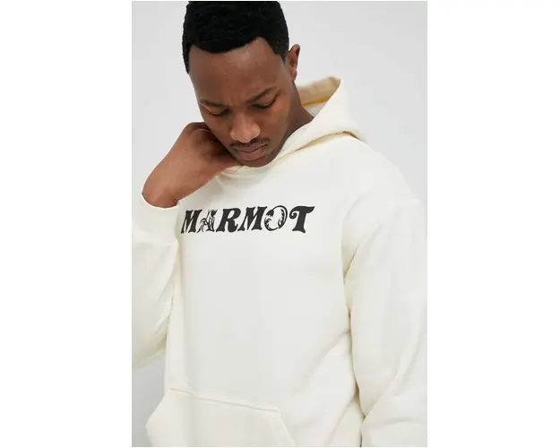 Marmot bluza barbati, culoarea bej, cu gluga, cu imprimeu