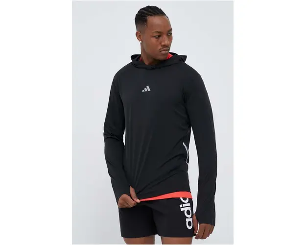 adidas Performance hanorac de jogging X-City culoarea negru, cu gluga, neted