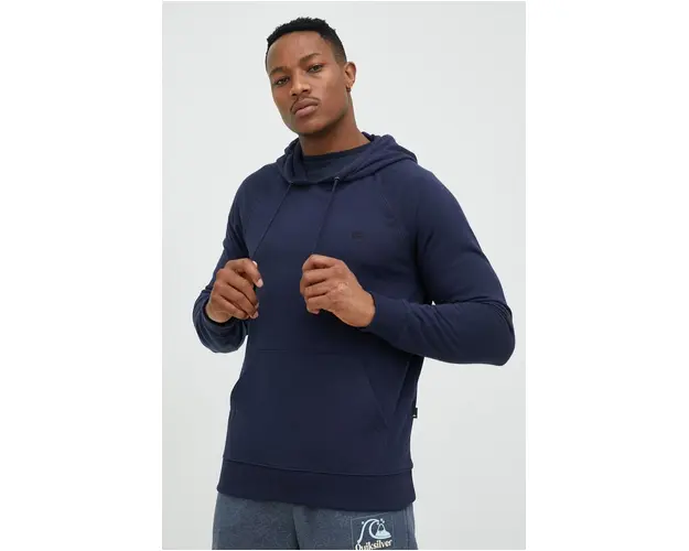 Quiksilver bluza barbati, culoarea albastru marin, cu gluga, neted