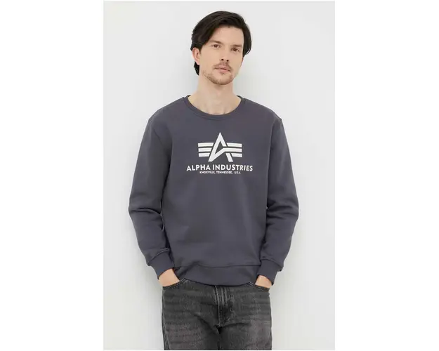 Alpha Industries bluza barbati, culoarea gri, cu imprimeu 178302.136-GreyBlack