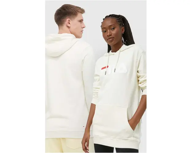 Fila bluza culoarea bej, cu gluga, cu imprimeu