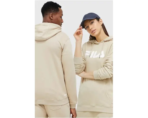 Fila bluza culoarea bej, cu gluga, cu imprimeu