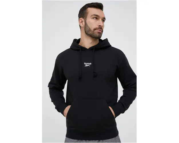 Reebok Classic bluza culoarea negru, cu gluga, uni HS7149-BL/CHALK